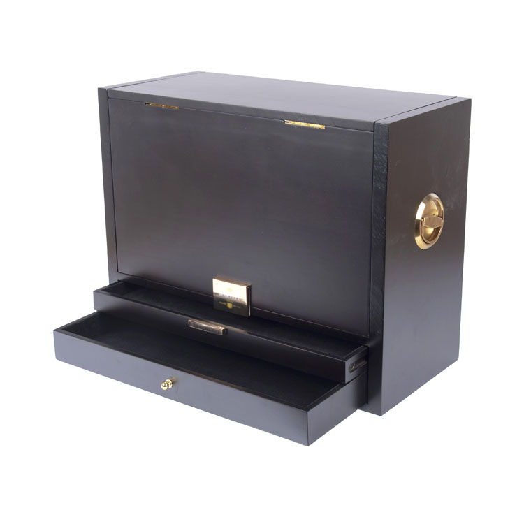 Caja de vino distintiva de madera de pino negro mate