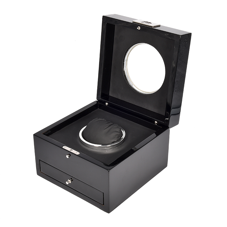 Caja de reloj inteligente personalizada con dos cajones y doble negro con logotipo y ventana