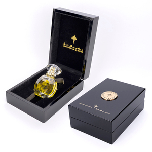 Noble y elegante negro de alto brillo laca de piano diseño de madera 50 ml regalos personalizados de lujo caja de paquete de perfume
