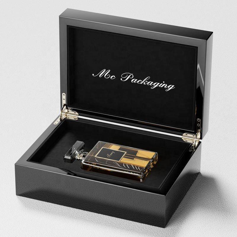 Caja de regalo de embalaje de laca de Mdf, Piano de lujo creativo de diseño personalizado, botella de Perfume vacía de 100ML, caja de Perfume de madera de cuero árabe