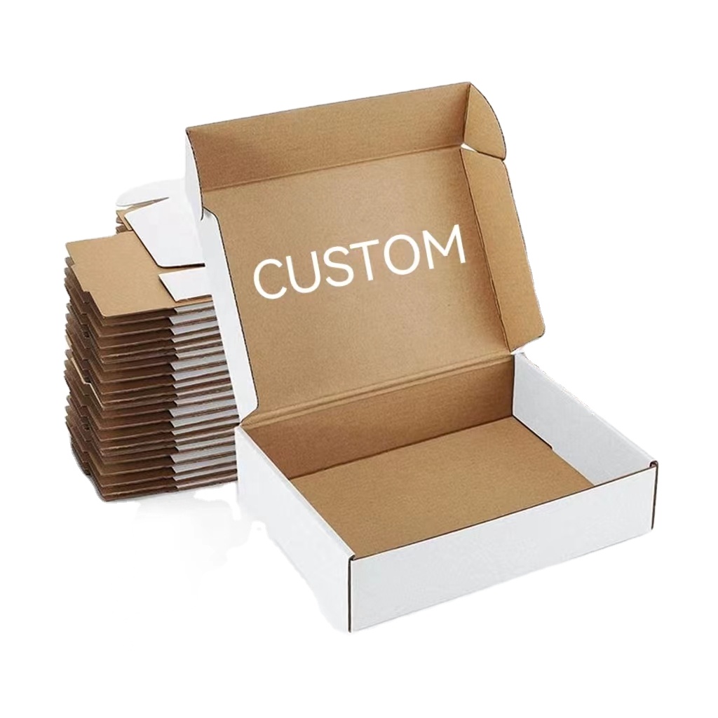 Logotipo personalizado Cajas de envío de rosa para sudaderas con capucha plegables Cajas de ropa de caja de cartón