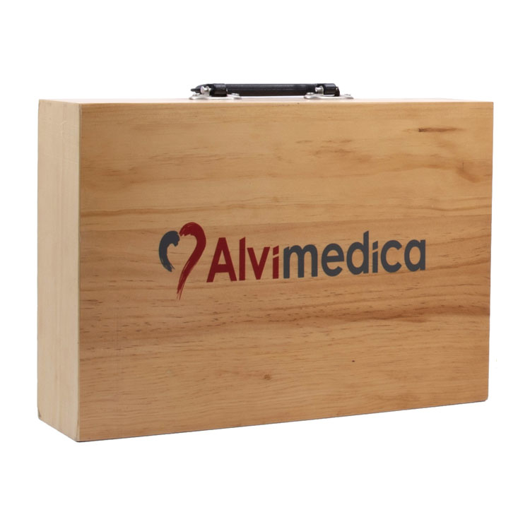 Caja de madera con la caja de correo de papel de papel corrugado impreso personalizado para el embalaje de regalo con el mango