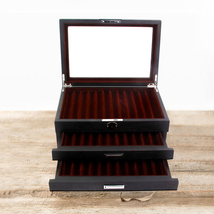 Para una pluma de madera de alto brillo con caja