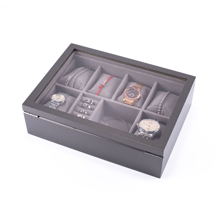 Caja de almacenamiento de joyería de madera de lujo personalizada elegantes joyas de madera rústica joya de madera oscura