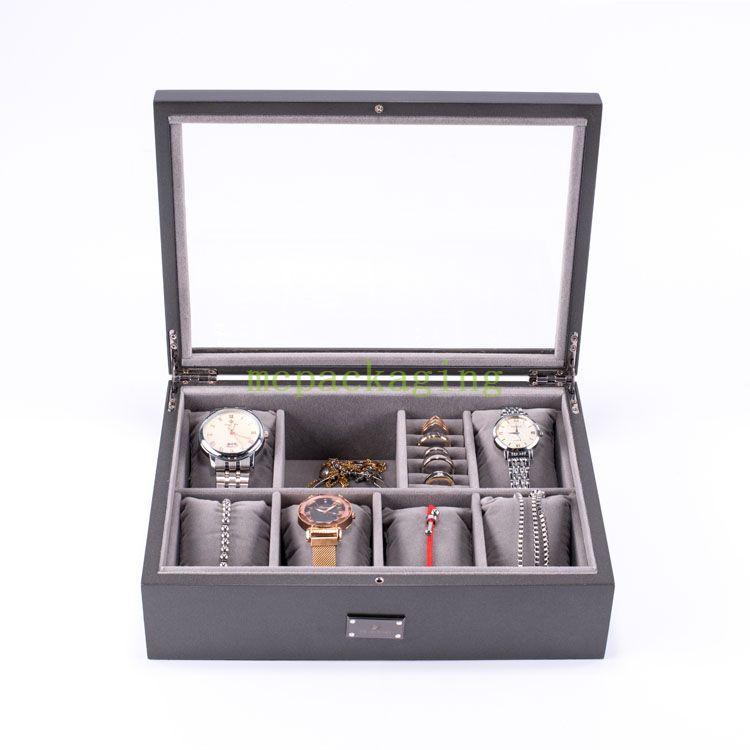 Caja de almacenamiento de joyería de madera de lujo personalizada elegantes joyas de madera rústica joya de madera oscura