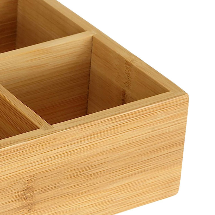 Organizador de bolsas de té de bambú Madera Hot Hot Bag Bag Organizer Organizador de almacenamiento con 6 compartimentos Caja de té de té para estación de café