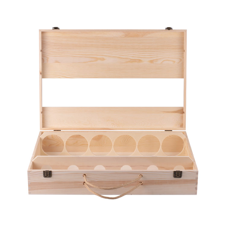 Caja de vino de madera con embalaje de regalo, Moq bajo de gama alta, 6 botellas, caja de vino de madera con accesorios para 6 botellas de vino tinto