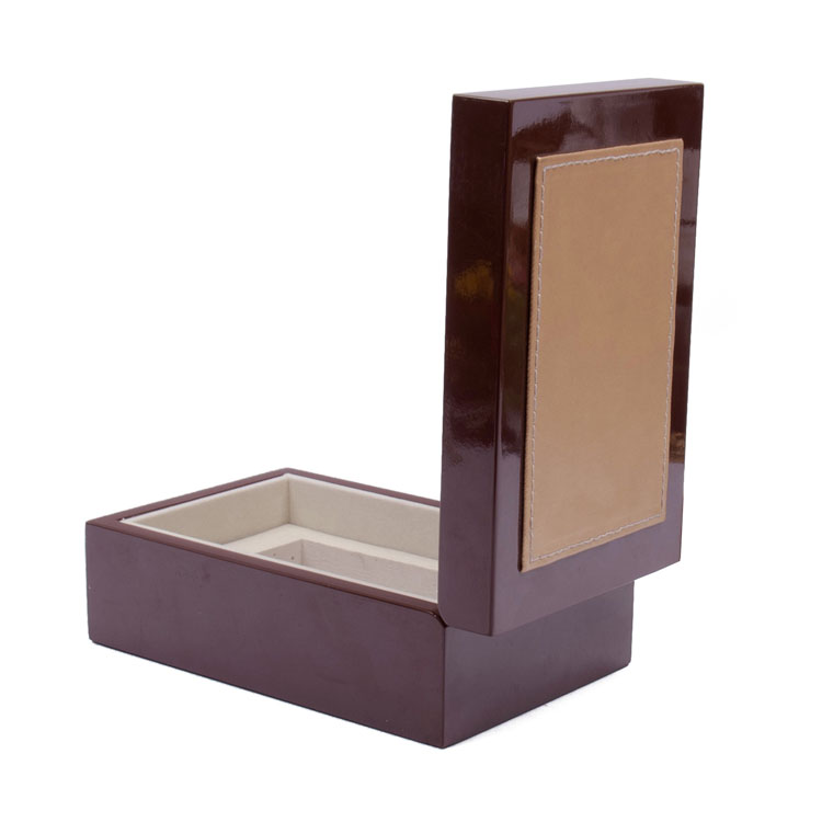 Pequeña bandeja interna rectangular marrón con bisagra elástica móvil para el almacenamiento y exhibición de la caja de madera de perfume para el embalaje de pintura
