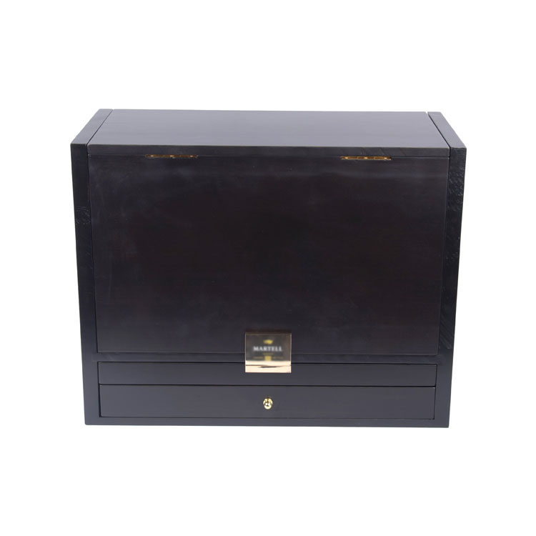 Caja de vino distintiva de madera de pino negro mate