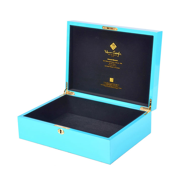 Caja de almacenamiento de joyería de madera impresa con bandeja interior extraíble y versátil