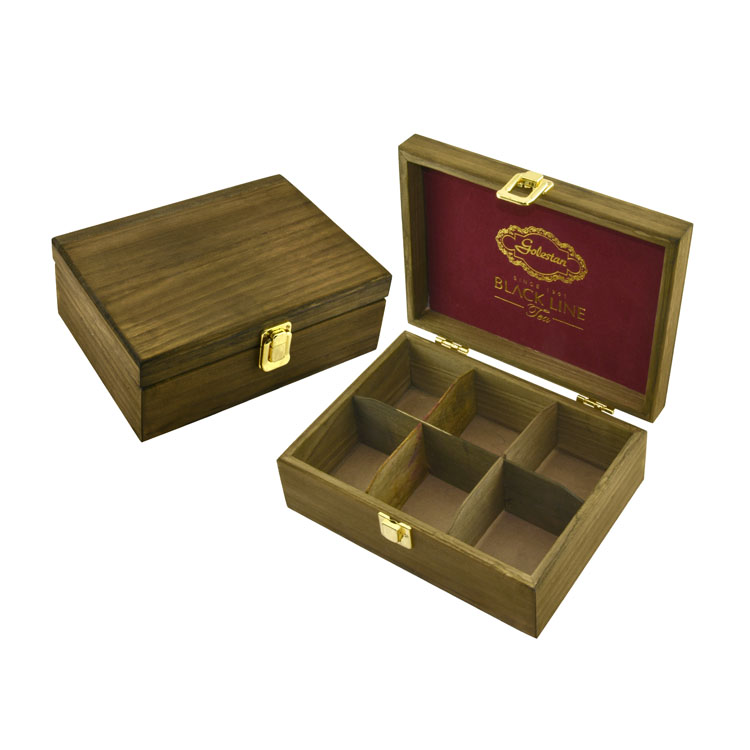 Borrando color de madera de té natural de madera sólida Caja de madera