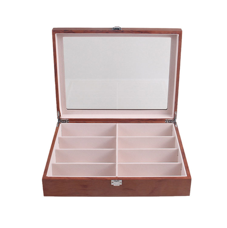 Caja de madera con exhibición de 8 gafas de sol calientes