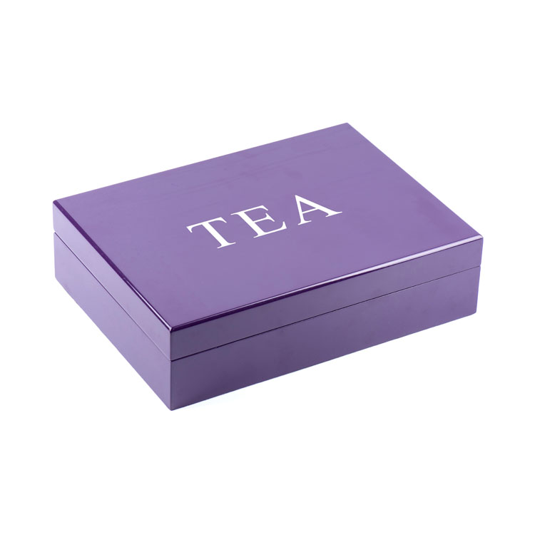bolsitas de té moradas caja de té de madera canónica