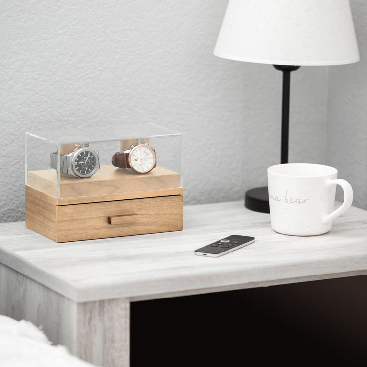 Caja de embalaje de madera brillante de lujo personalizada con logotipo personalizado para reloj, caja de embalaje de madera para reloj, gran oferta, 2 ranuras