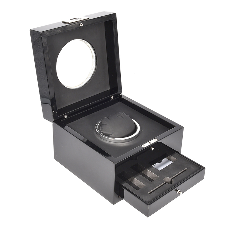 Caja de reloj inteligente personalizada con dos cajones y doble negro con logotipo y ventana