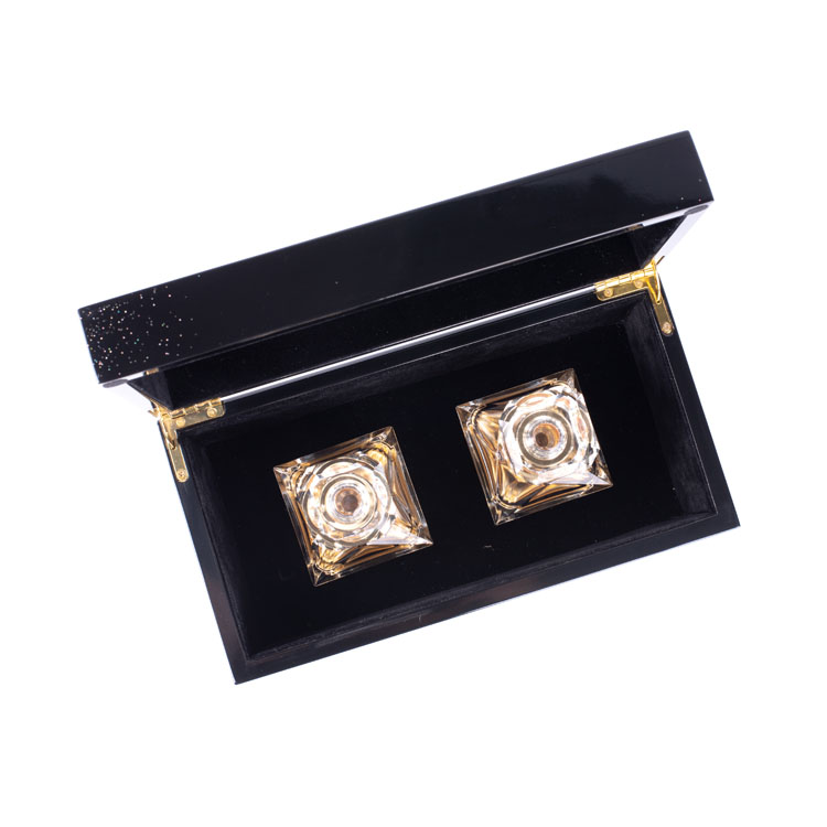 Cajas de regalo de empaquetado de la caja de madera de lujo de encargo de la botella de perfume de la laca negra del piano con la cerradura de llave