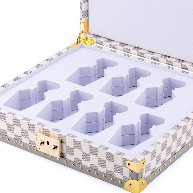 Difusor de lengüeta a máquina, etiqueta de madera, cuero acrílico, rosa, envío de batalla, laca de Piano, caja de Perfume de madera