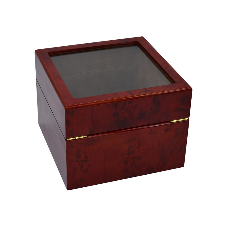 Caja de madera Tamaño personalizado Caja acrílica de tapa transparente Pantallas de envasado de té de madera de regalo