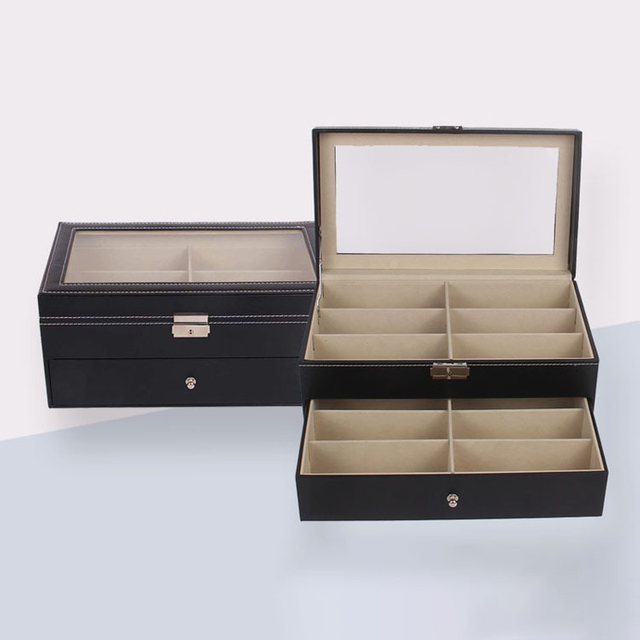 Caja de estuche de gafas de sol de mosaico de madera de leche ocular