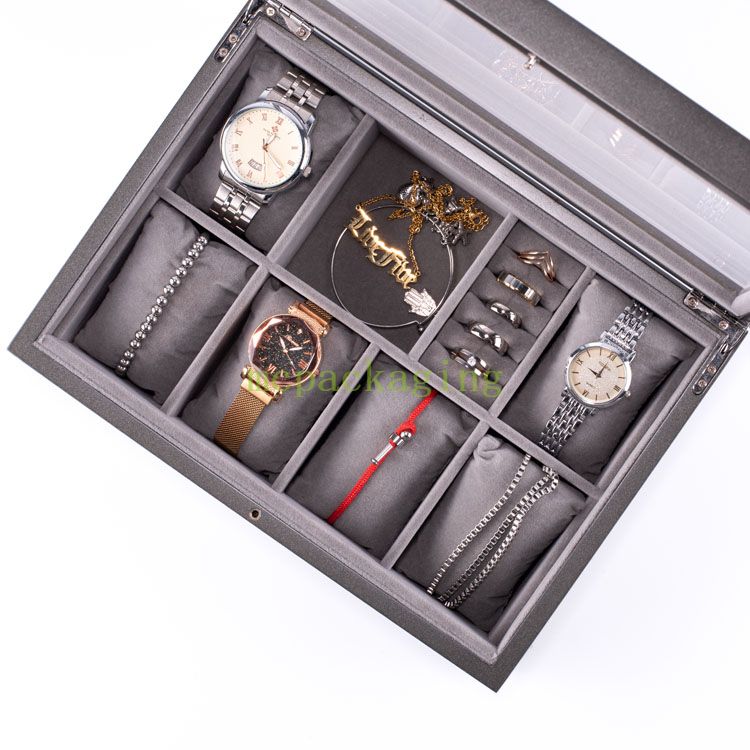 Caja de almacenamiento de joyería de madera de lujo personalizada elegantes joyas de madera rústica joya de madera oscura