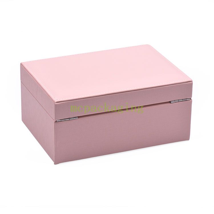 Nueva llegada de lujo Mini cuero Pu pequeño joyero de viaje organizador regalos de mujer caja de almacenamiento de joyería con logotipo personalizado con espejo