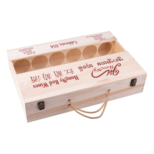 Caja de vino de madera con embalaje de regalo, Moq bajo de gama alta, 6 botellas, caja de vino de madera con accesorios para 6 botellas de vino tinto