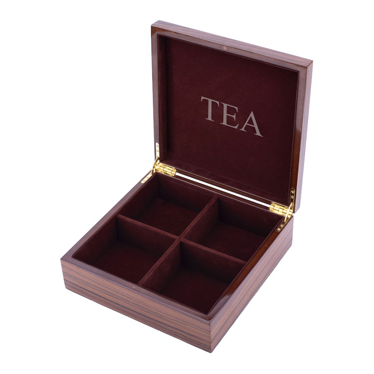 Caja de embalaje decorativo de té personalizado de 4 ranuras para hojas sueltas y proveedor de regalos
