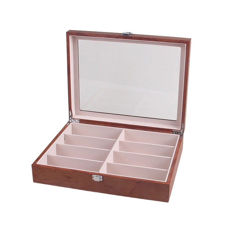 Caja de madera con exhibición de 8 gafas de sol calientes