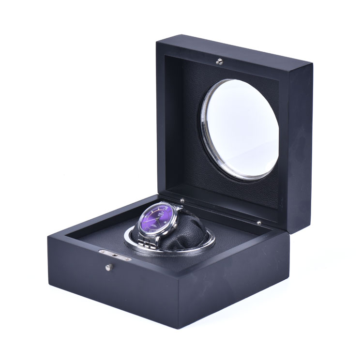 Caja de reloj personalizada cuadrada hecha a mano única de moda de alto grado con caja de embalaje de madera para ventana