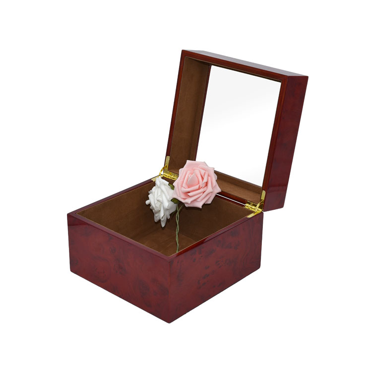 Caja de madera Tamaño personalizado Caja acrílica de tapa transparente Pantallas de envasado de té de madera de regalo