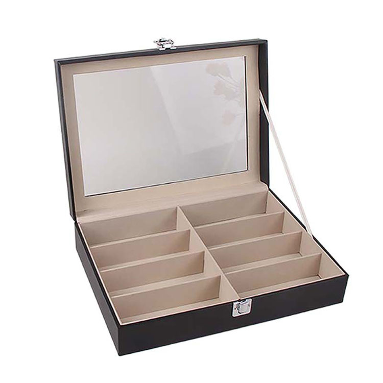 Cajas de soles de madera Juego de escocés escoceses CARAFE 6 ranuras de madera con caja de gafas de sol de vidrio transparente