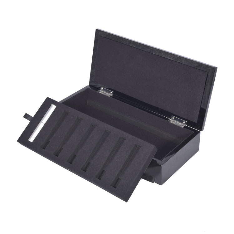 Caja de perfume integrado de pintura rectangular negro de alto brillo