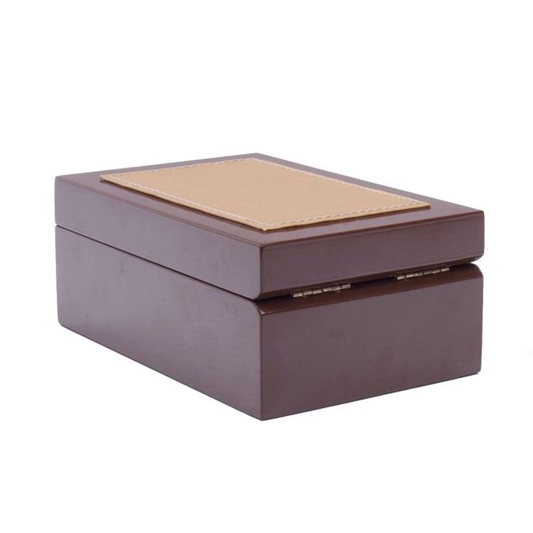 Pequeña bandeja interna rectangular marrón con bisagra elástica móvil para el almacenamiento y exhibición de la caja de madera de perfume para el embalaje de pintura