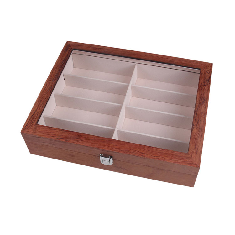 Caja de madera con exhibición de 8 gafas de sol calientes