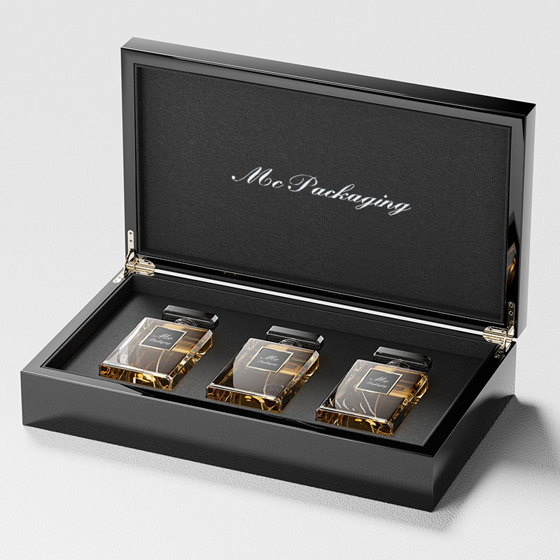 Caja de regalo de embalaje de laca de Mdf, Piano de lujo creativo de diseño personalizado, botella de Perfume vacía de 100ML, caja de Perfume de madera de cuero árabe