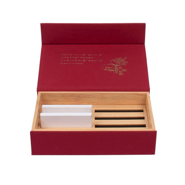 Precio competitivo Cajas de joyería de vino Set de regalo a granel Espejo de lino rojo Pino Culo de regalo Pino Pino