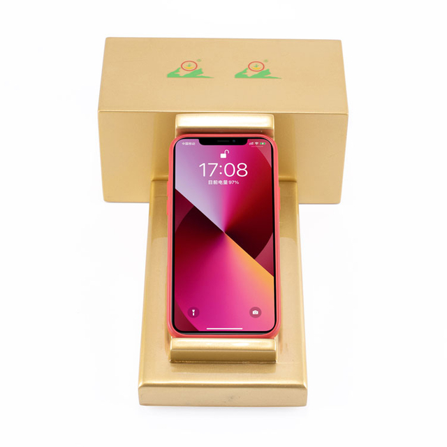 Caja de madera de perfume de exhibición de lujo dorado brillante