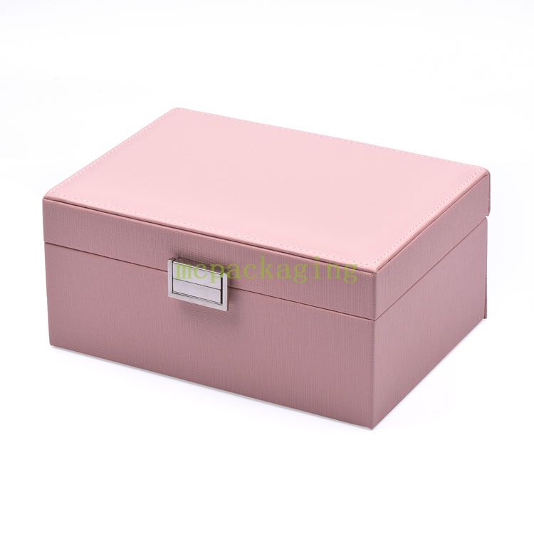 Nueva llegada de lujo Mini cuero Pu pequeño joyero de viaje organizador regalos de mujer caja de almacenamiento de joyería con logotipo personalizado con espejo