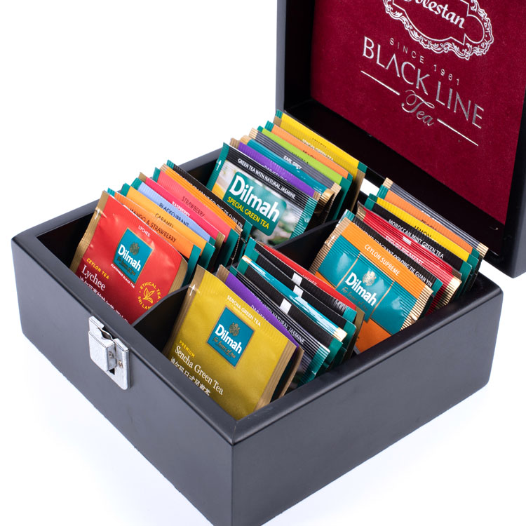 Pioneer Woman Bolsa de té de madera Caja de madera