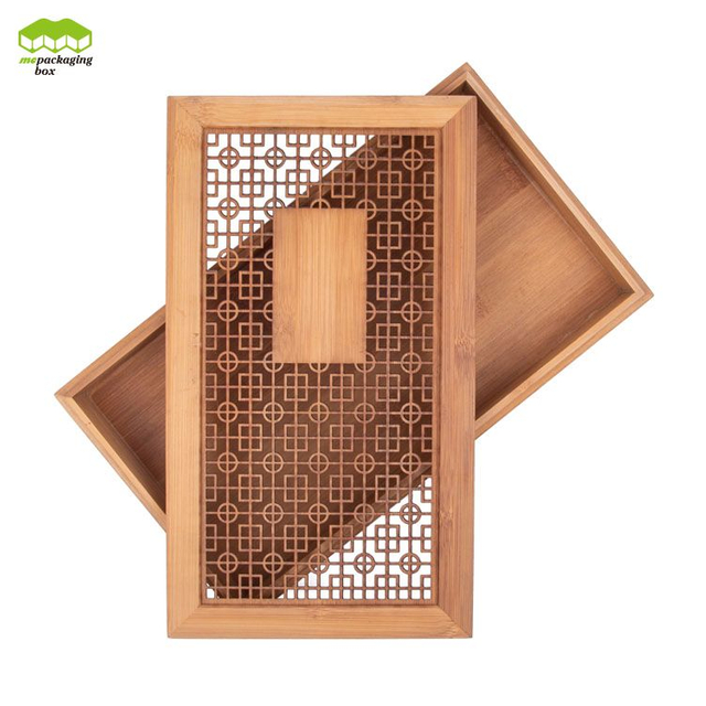 Caja de regalo de bambú transparente personalizada hecha a mano de lujo con tapa para joyas