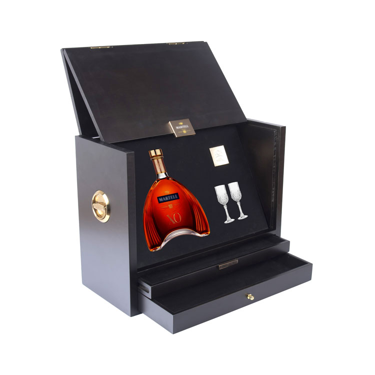 Caja de vino distintiva de madera de pino negro mate