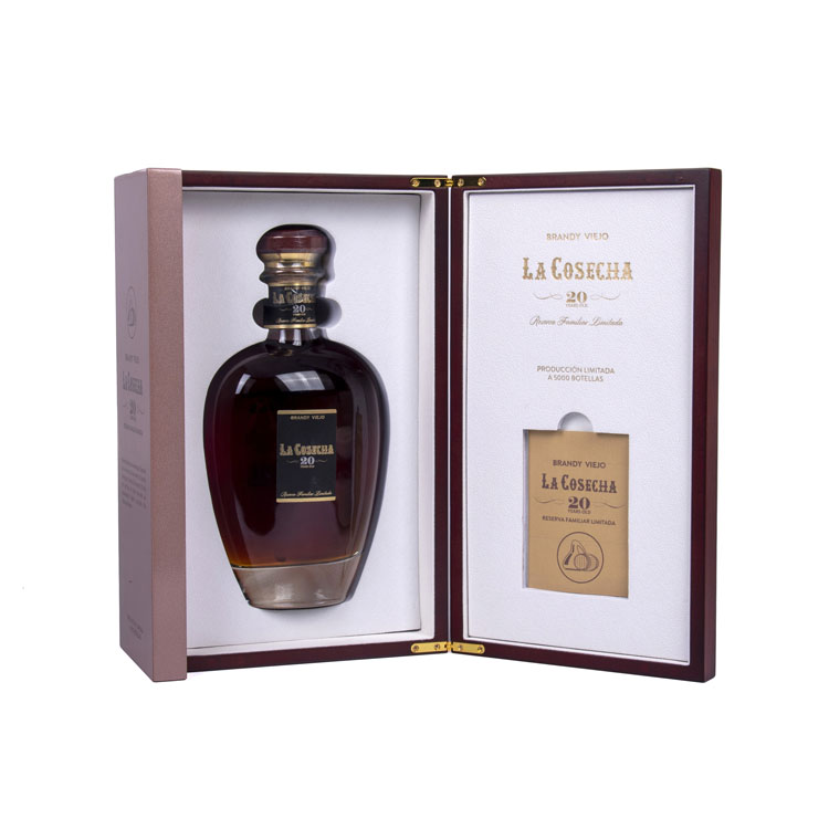 Brandy Botella Vidrio Flip Flap Vino Caja Madera