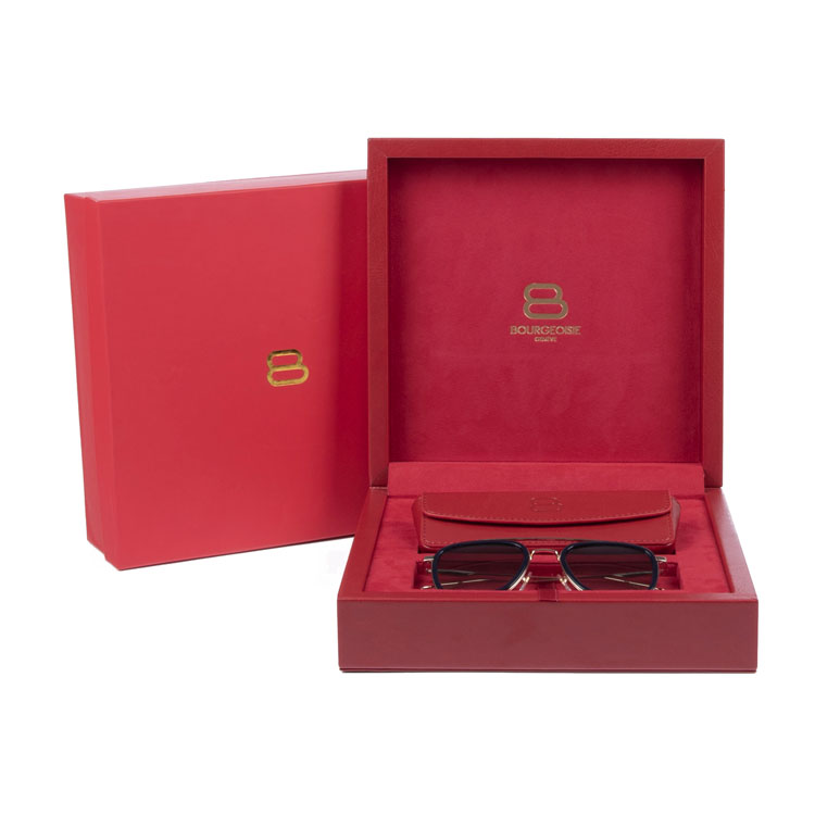 Caja de regalo con juego de gafas de sol de cuero de nuevo diseño