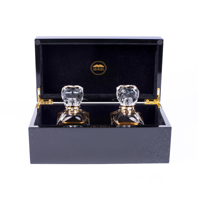 Cajas de regalo de empaquetado de la caja de madera de lujo de encargo de la botella de perfume de la laca negra del piano con la cerradura de llave