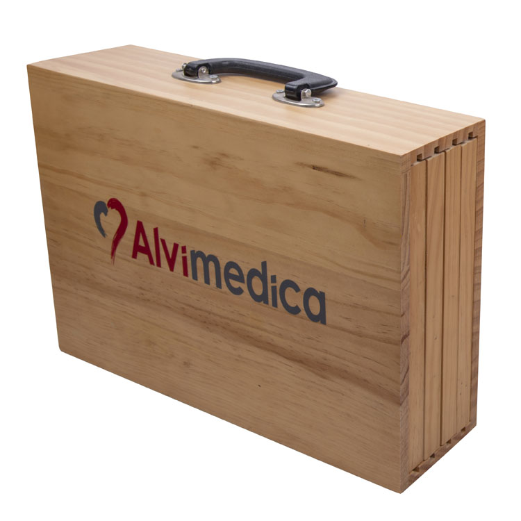 Caja de madera con la caja de correo de papel de papel corrugado impreso personalizado para el embalaje de regalo con el mango