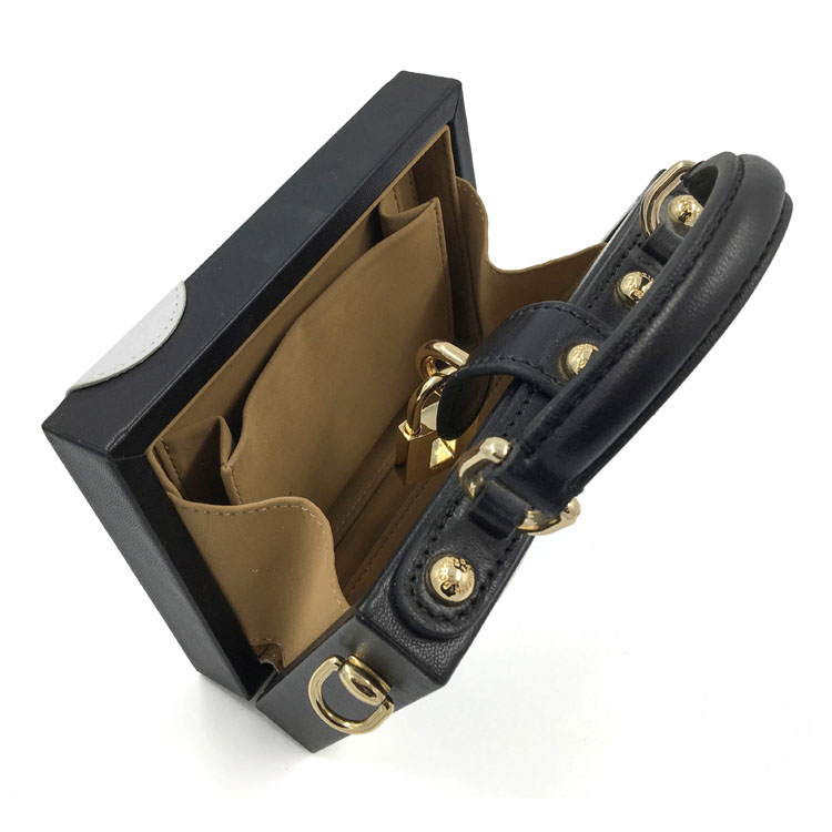 Embalaje de tejidos de baño de hotel plegables y un solo metal negro con cuero blanco Caja de bolsas de bolsas pequeñas
