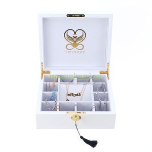 Caja para presentación de joyas de madera con tapa de cristal, caja de madera portátil para anillos y joyas, llave de bloqueo de caja de madera