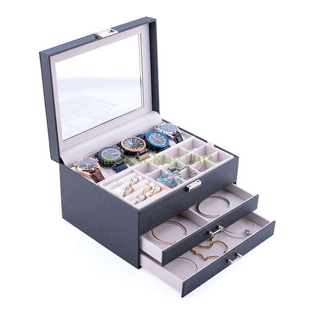 Caja de relojes de madera gafas de sol y joyas restaurando joyería de madera caja de música de joyería de madera