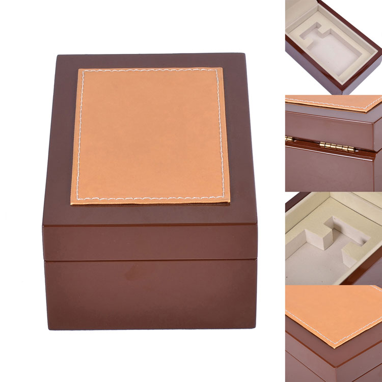Pequeña bandeja interna rectangular marrón con bisagra elástica móvil para el almacenamiento y exhibición de la caja de madera de perfume para el embalaje de pintura